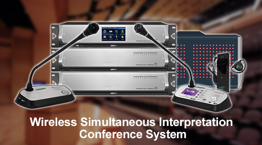 Sistema de conferência de interpretação simultânea sem fio