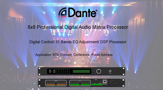 Processador de matriz de áudio para Dante Protocol-DP8004