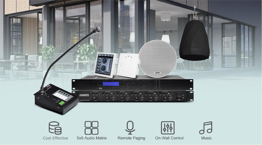 MAG505 Digital 5 × 5 Sistema de PA de Matriz de Áudio para Restaurantes