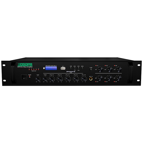 MP210U 60W-350W 6 zonas de busca e Music Mixer Amplifier com USB e Tuner