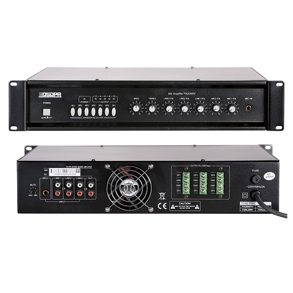 MP2016IV 6 Zonas amplificador misturador com 2 Mic & 3 entradas de linha