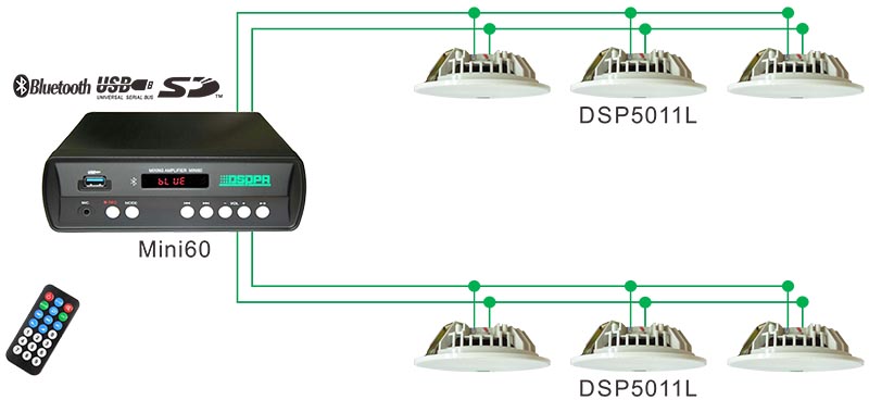 Alto-falante de teto sem moldura DSP5011L 6W 6,5 polegadas (8Ω)