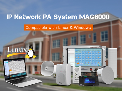 Sistema PA de rede IP MAG6000 compatível com Linux e Windows