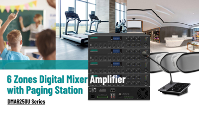 DMA6250U Série 6 Zonas Amplificador Mixer Digital com Estação de Paginação