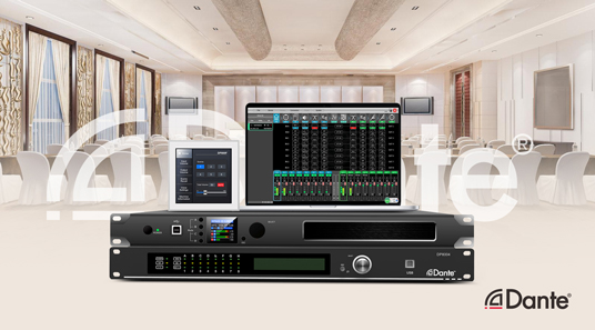 Dante processador de áudio e amplificador para hotéis DP8004 & DDA43D