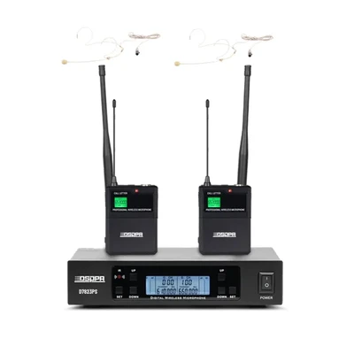 D7823PS True Diversity UHF Wireless Microphone System (Receiver×1+Headset Microphones×2+Bodypack Transmitters×2) - 翻译中...