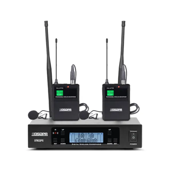D7822PS True Diversity UHF Wireless Microphone System (Receiver×1+Lavalier Microphones×2+Bodypack Transmitters×2) - 翻译中...